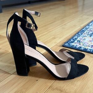 Madden Girl Black Suede Ankle Strap Block Heels